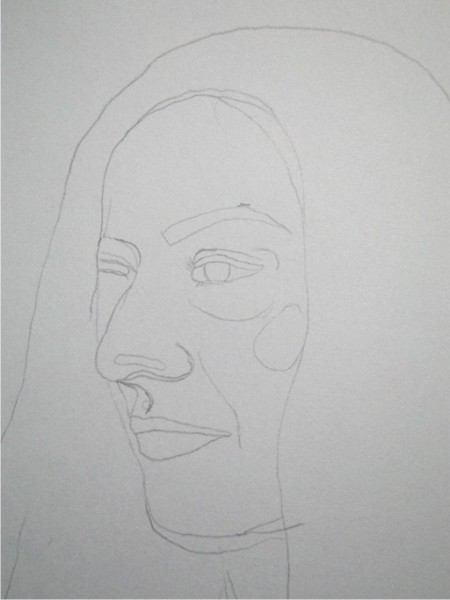 pencil drawing portrait art girl profile self selfie 2