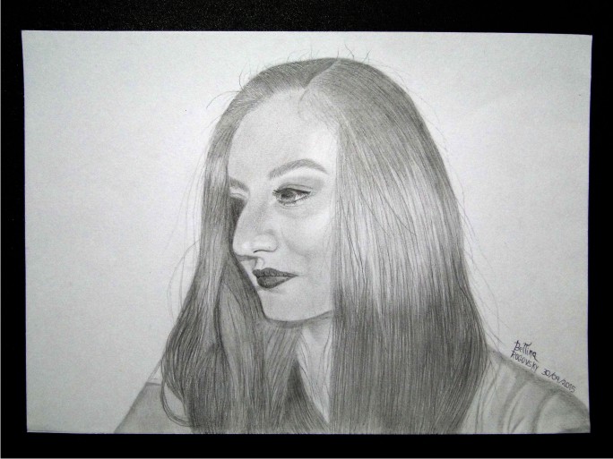 pencil drawing portrait art girl profile self selfie 6