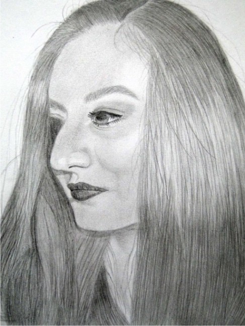 pencil drawing portrait art girl profile self selfie 8